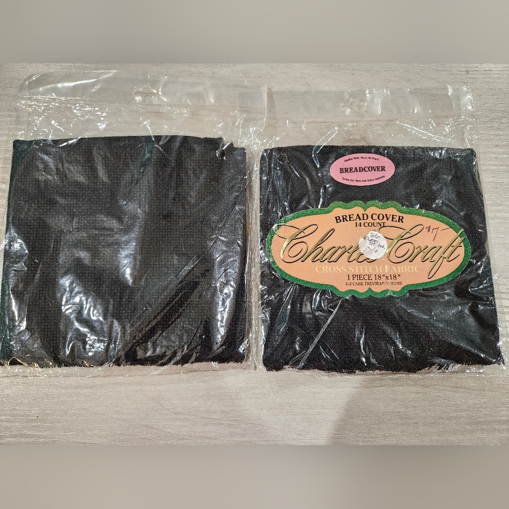 Charles Craft Breadcover 14 Count Cross Stitch Fabric Black NIP 18x18 Inches